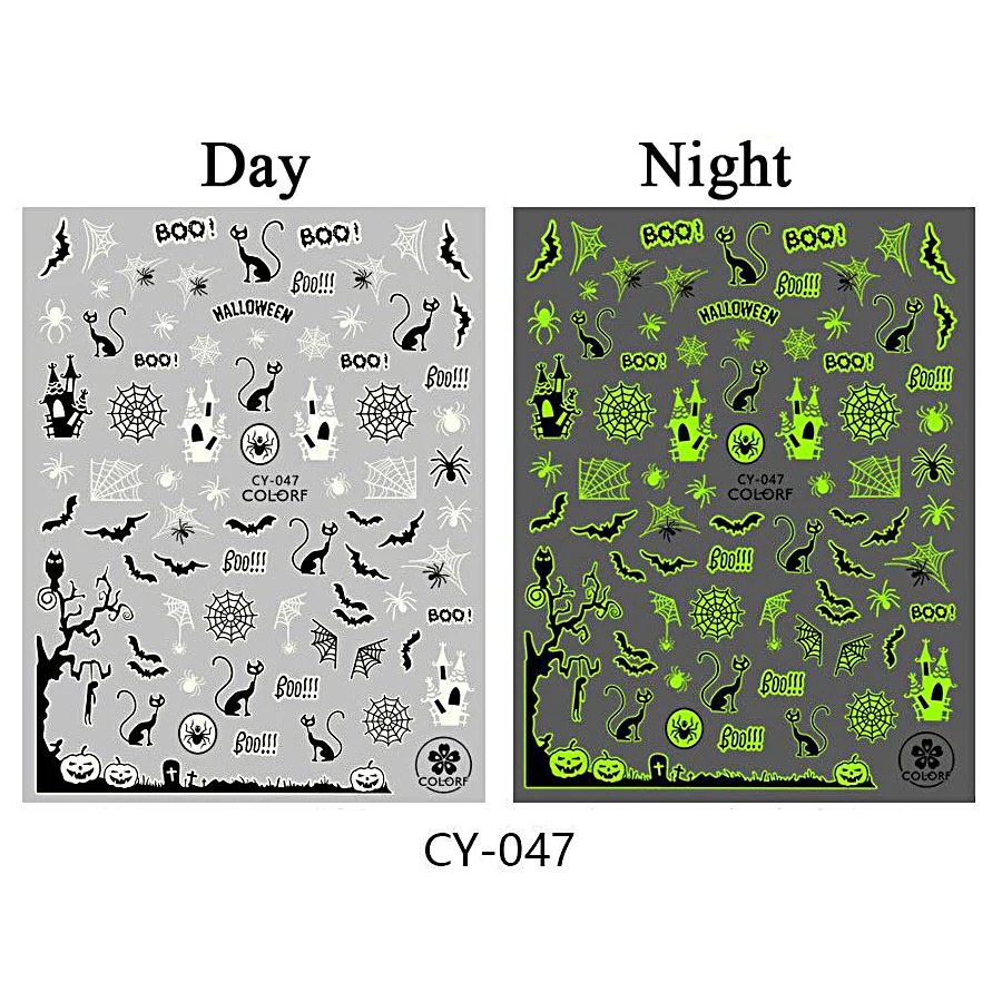 Nail Art Stickers - Halloween Glow in the Dark - Image 4