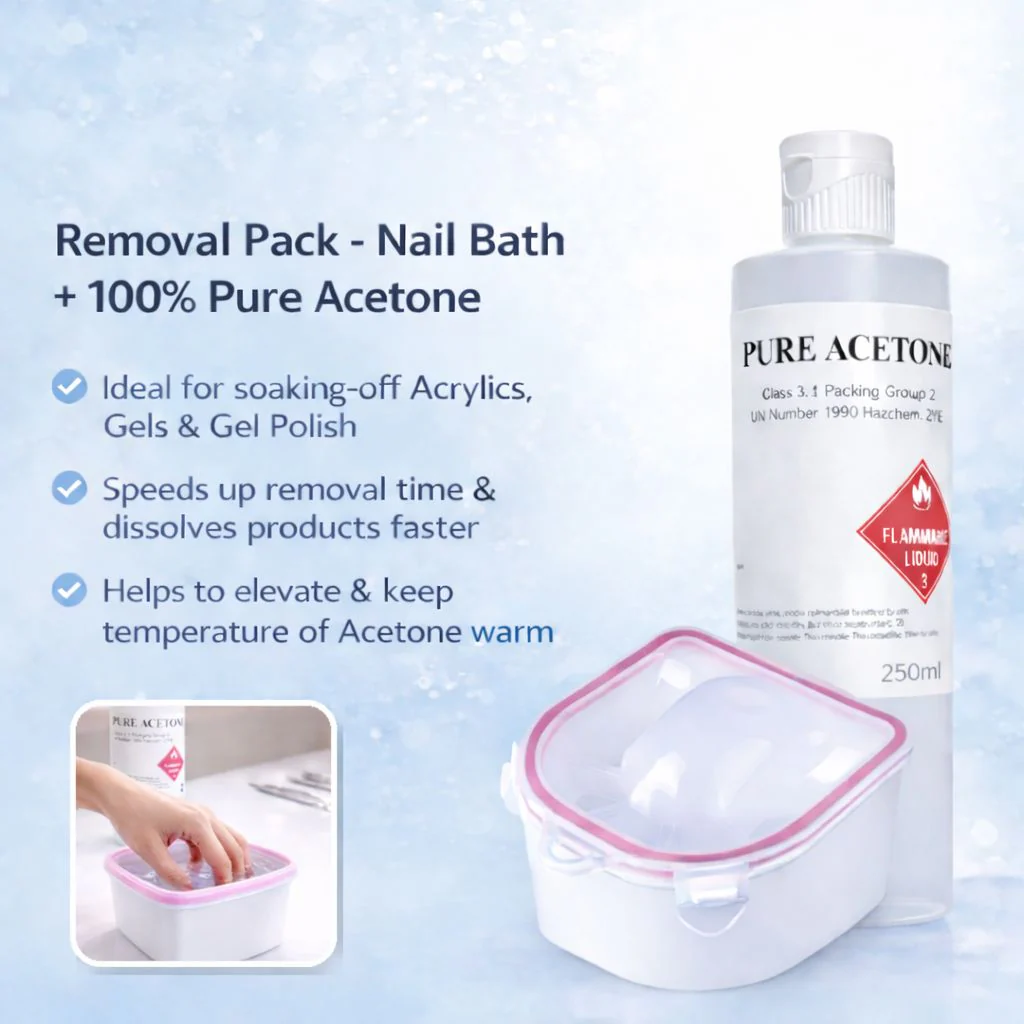 Removal Pack - Nail Bath + 100% Pure Acetone - Image 2