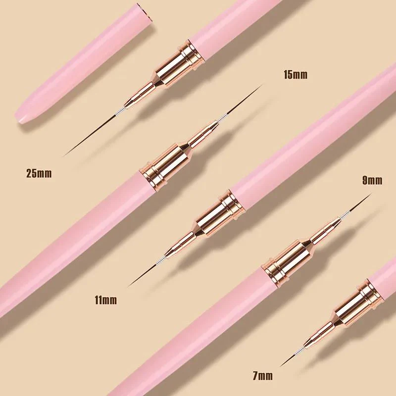 Nail Liner Brushes Ultra-Fine - Pink Set 5pcs - Image 4