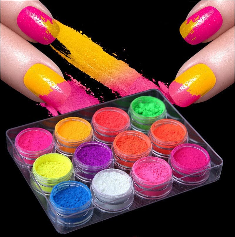 NEON Fluorescent Pigments ~ Bright Colours ~ 12 Jars Set - Image 4