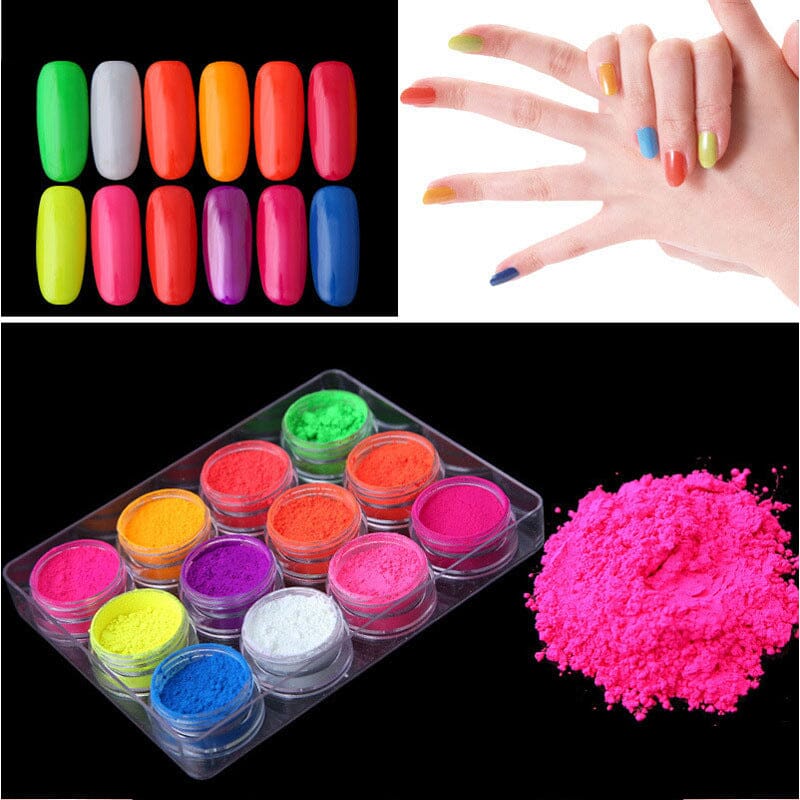 NEON Fluorescent Pigments ~ Bright Colours ~ 12 Jars Set - Image 5