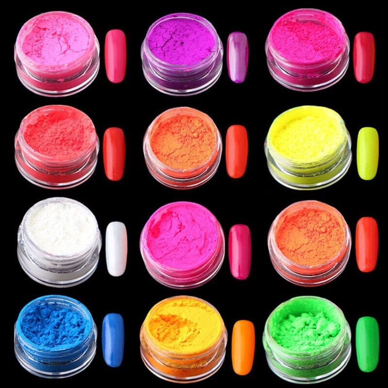NEON Fluorescent Pigments ~ Bright Colours ~ 12 Jars Set - Image 6