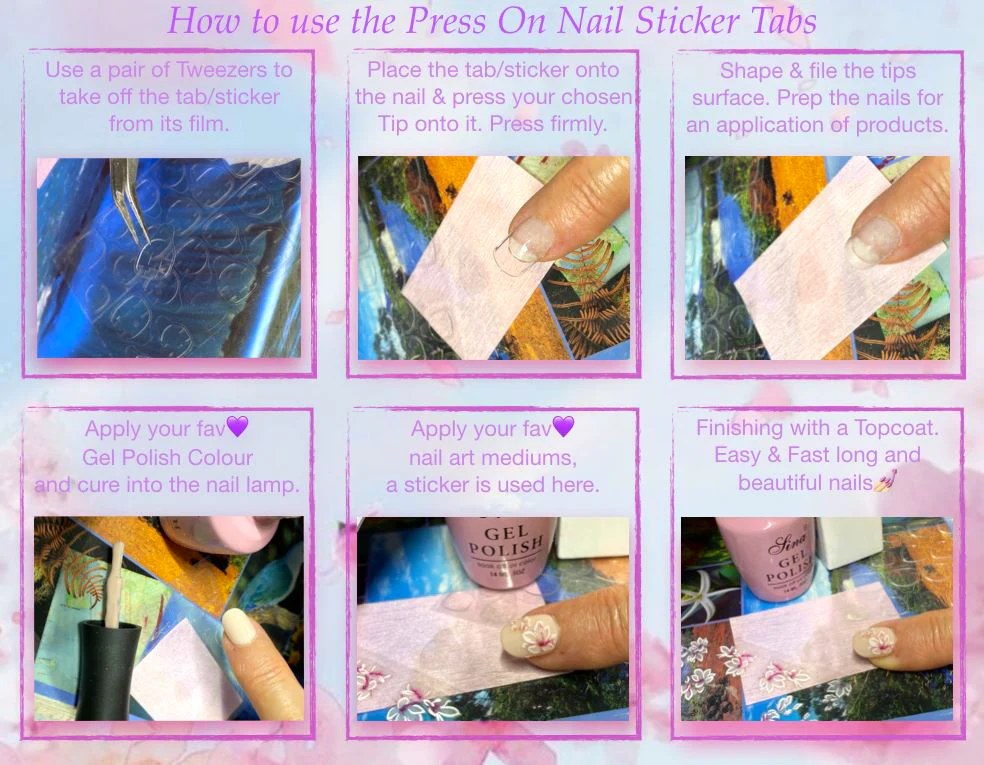 Press On Nail Sticker Tabs (Bag 24pcs) - Image 4