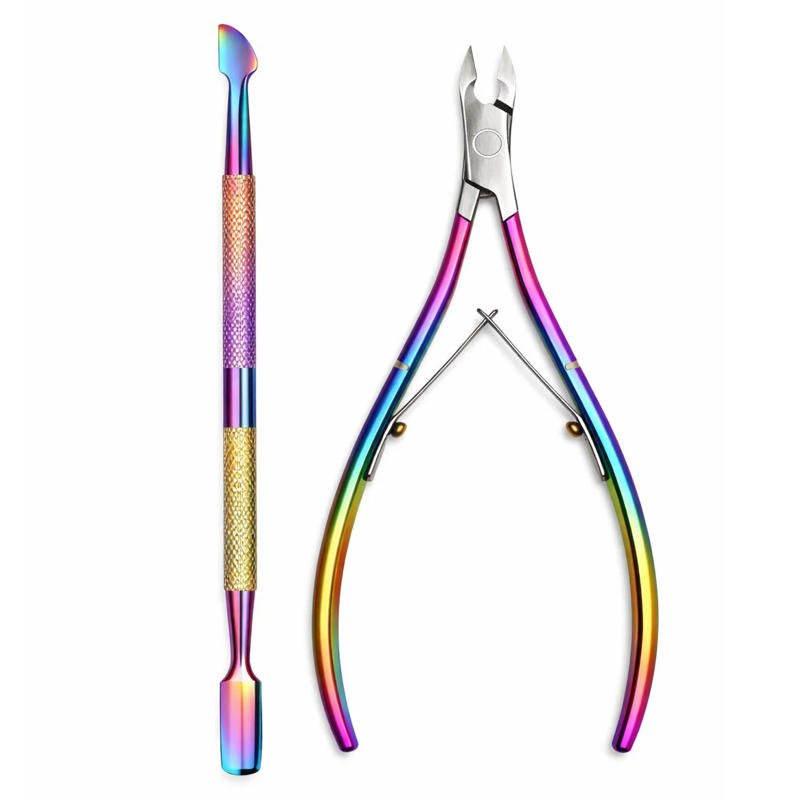 Rainbow Set Nipper and Cuticle Pusher Scraper