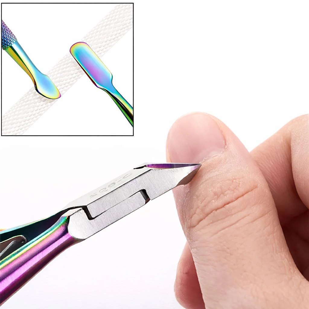 Rainbow Set Nipper and Cuticle Pusher Scraper - Image 2