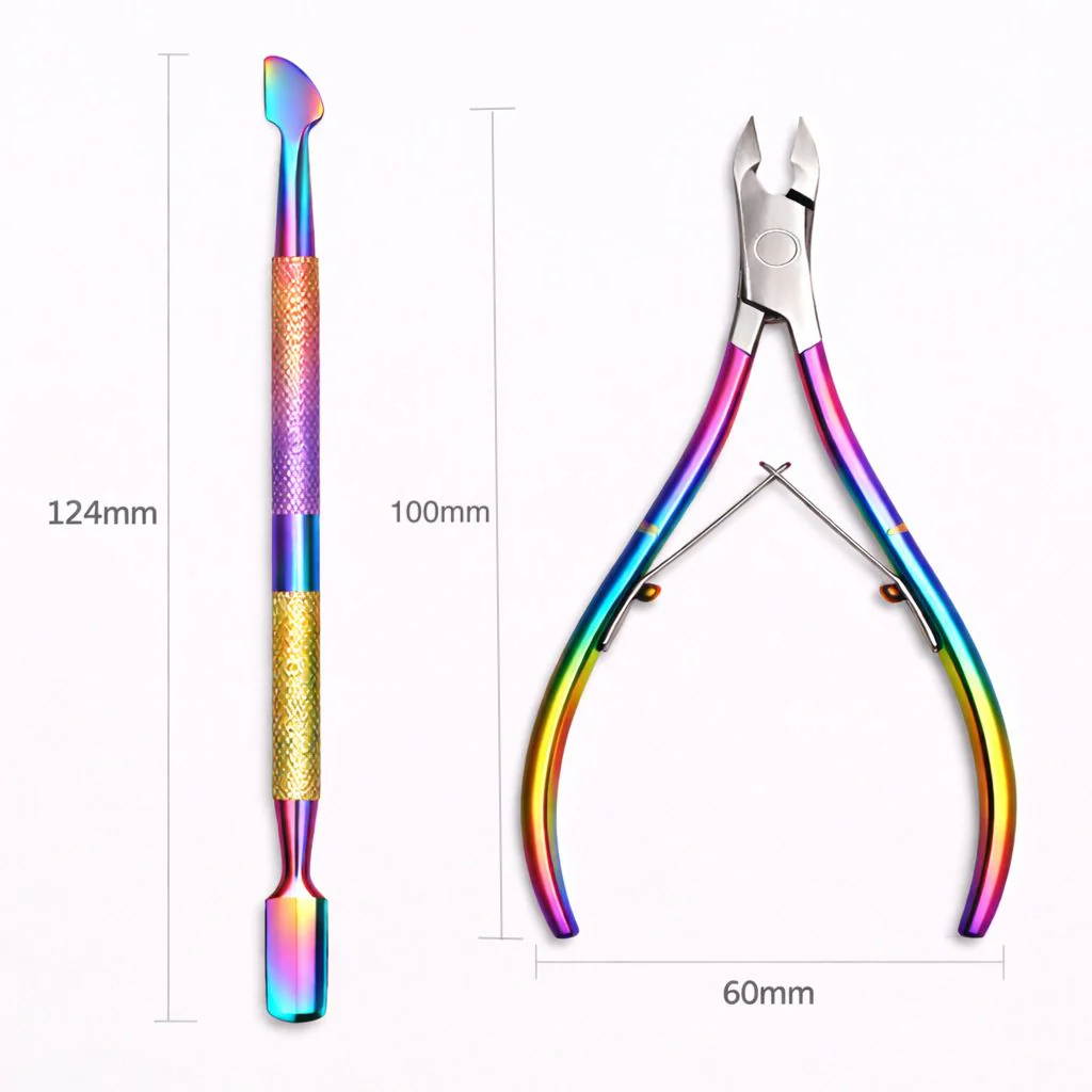 Rainbow Set Nipper and Cuticle Pusher Scraper - Image 3