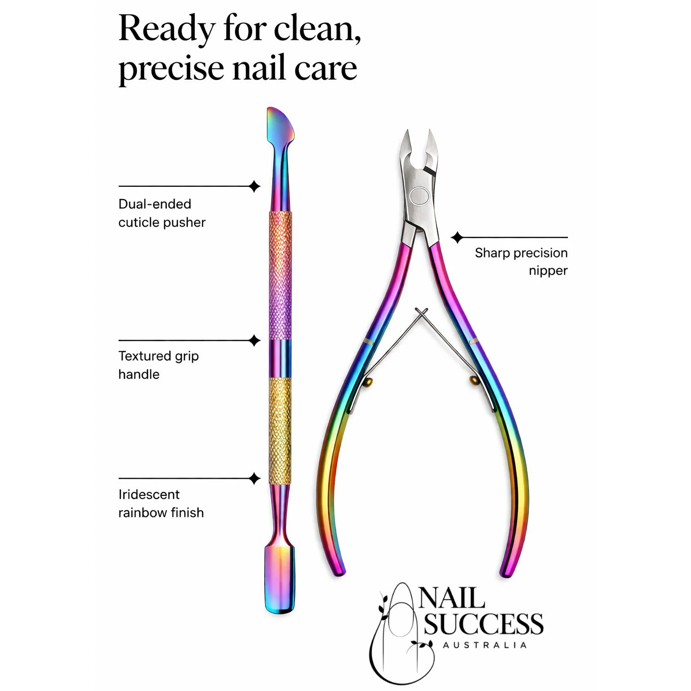Rainbow Set Nipper and Cuticle Pusher Scraper - Image 4