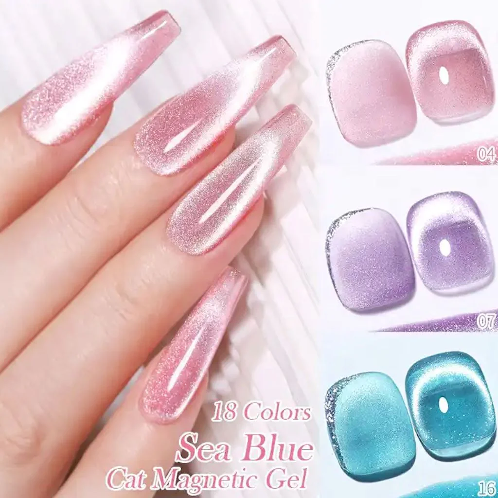 Sea Blue Cat Eye Magnetic Gel Polish Born Pretty - Image 2