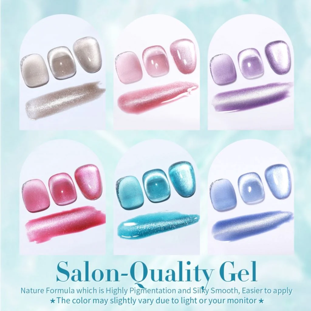 Sea Blue Cat Magnetic Gel Polish 6 Colour Set - Image 3