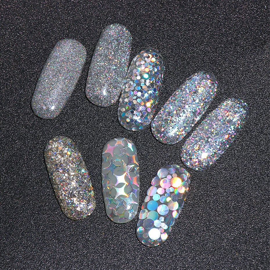 Silver Holographic Glitters 8pcs Pack - Image 3
