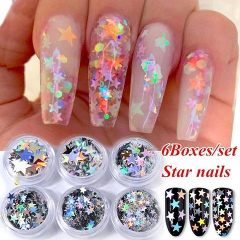 Silver Holographic Stars - 6 Jars Pack