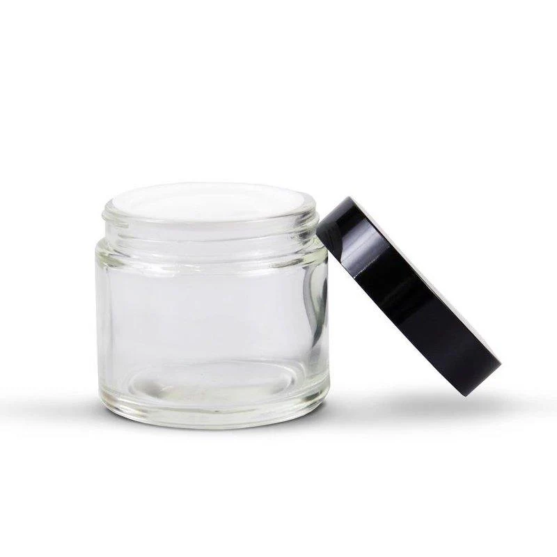 Small Clear Plastic Jar with Black Lid