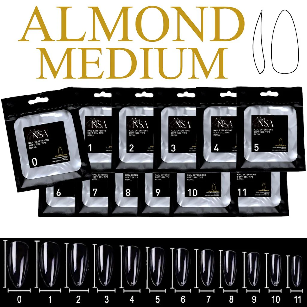 Soft Gel Tips Individual Refill Sizes 50pcs - Almond - Image 26