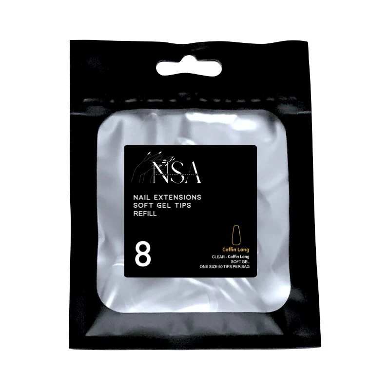 Soft Gel Tips Individual Refill Sizes 50pcs - Coffin - Image 33