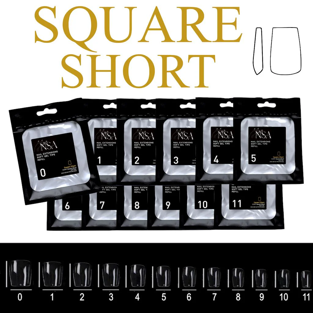 Soft Gel Tips Individual Refill Sizes 50pcs - Square - Image 14