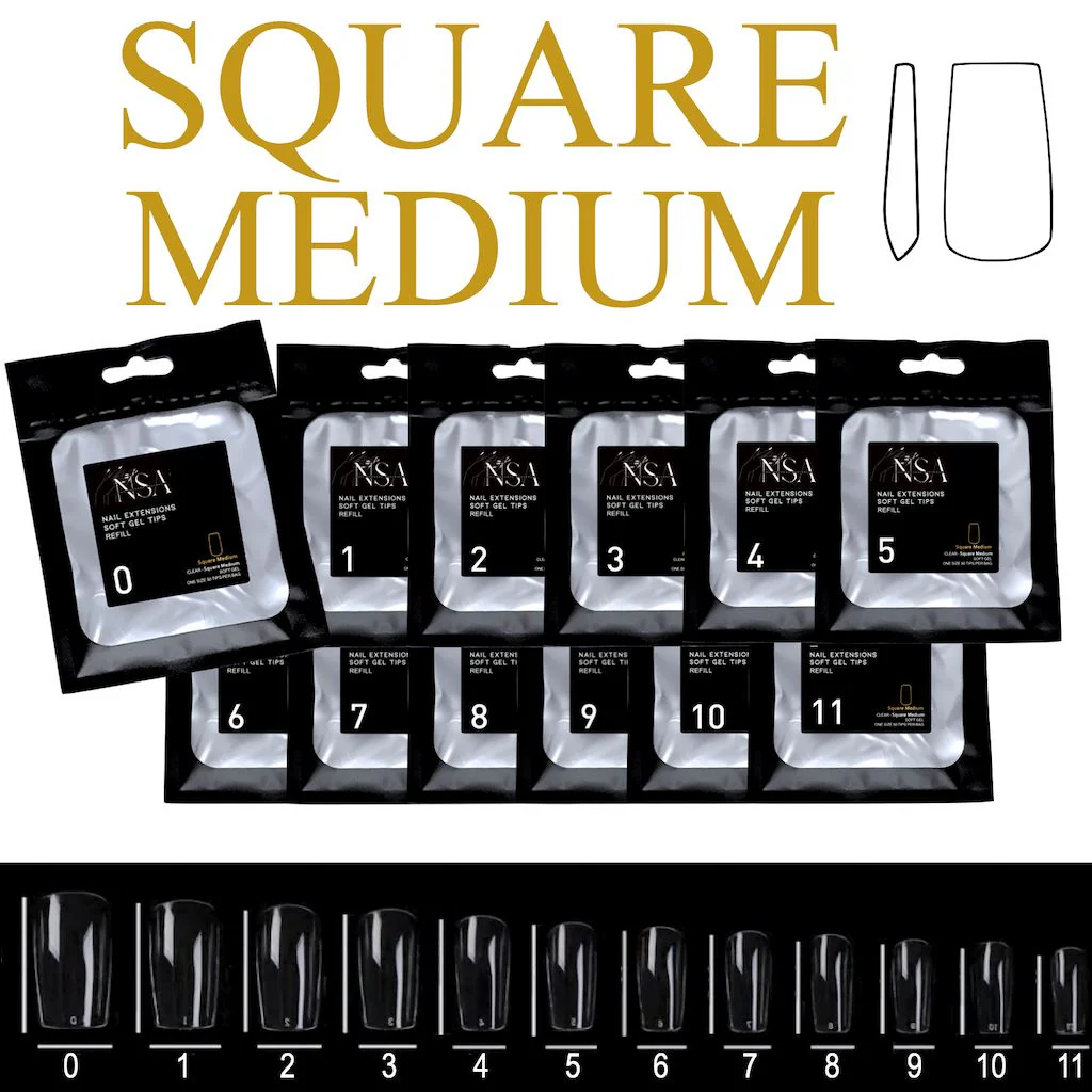 Soft Gel Tips Individual Refill Sizes 50pcs - Square - Image 27