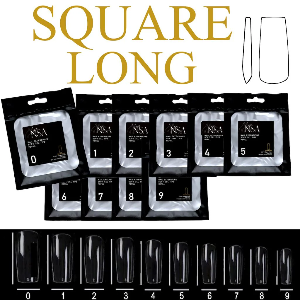 Soft Gel Tips Individual Refill Sizes 50pcs - Square - Image 38