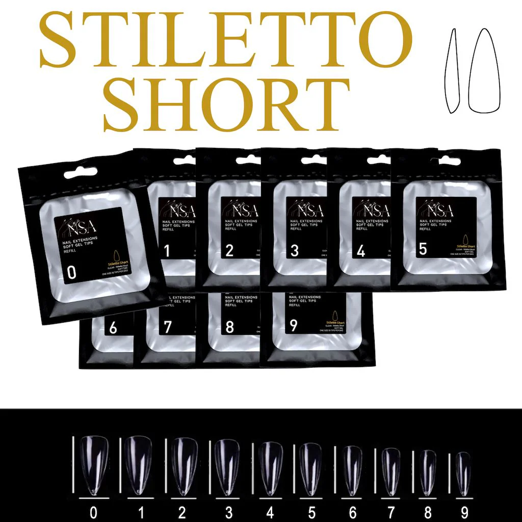 Soft Gel Tips Individual Refill Sizes 50pcs - Stiletto - Image 12