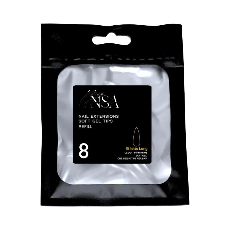 Soft Gel Tips Individual Refill Sizes 50pcs - Stiletto - Image 34
