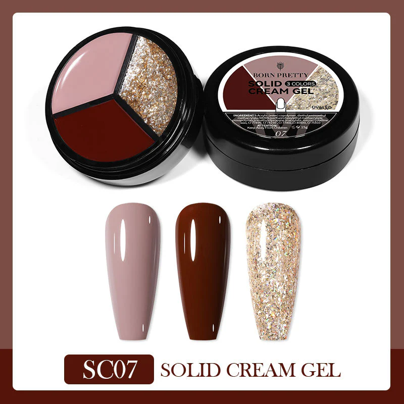 Solid Cream Gel Polish 3 Colours in 1 Born Pretty - Image 4
