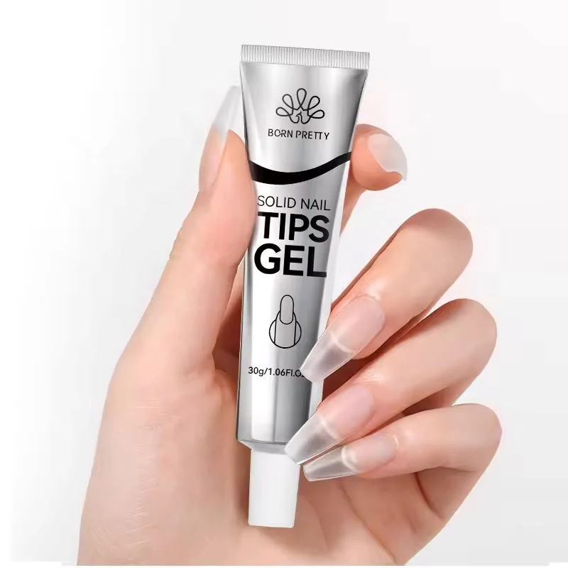 Solid Nail Tips Gel & Rhinestone secure gel glue