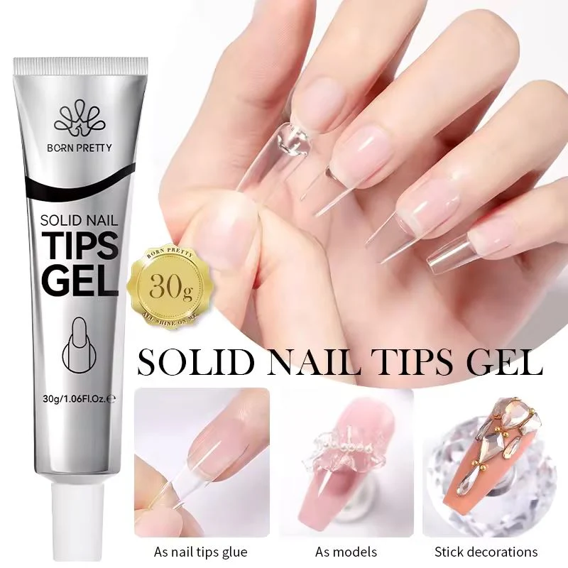 Solid Nail Tips Gel & Rhinestone secure gel glue - Image 2