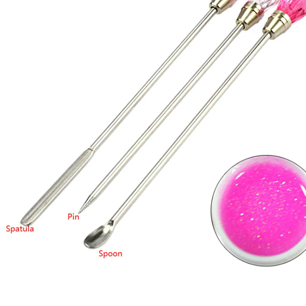 Trio Nail Art Tools (Spoon-Spatula-Pic) - Image 2