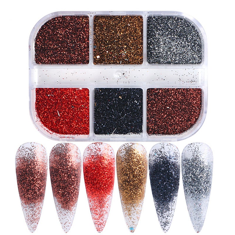 Ultra-Thin Sequins Glitters Nail Art (6-Grid Tray) - Image 10