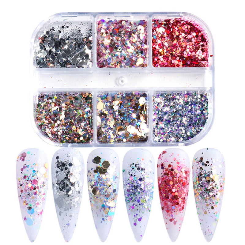 Ultra-Thin Sequins Glitters Nail Art (6-Grid Tray) - Image 11