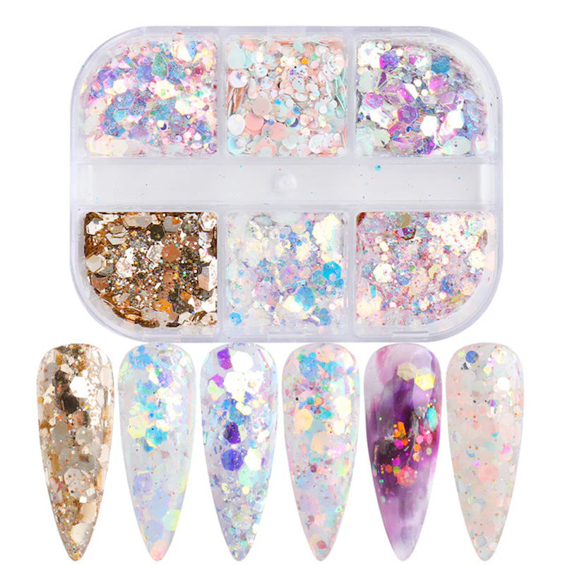 Ultra-Thin Sequins Glitters Nail Art (6-Grid Tray) - Image 5