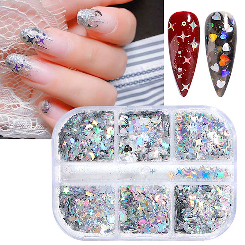 Ultra-Thin Sequins Glitters Nail Art (6-Grid Tray) - Image 8