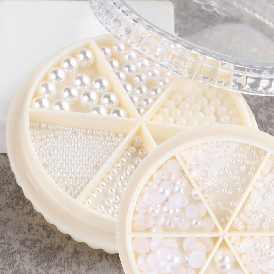 White Pearls Nail Art Decoration Wheels - Image 5